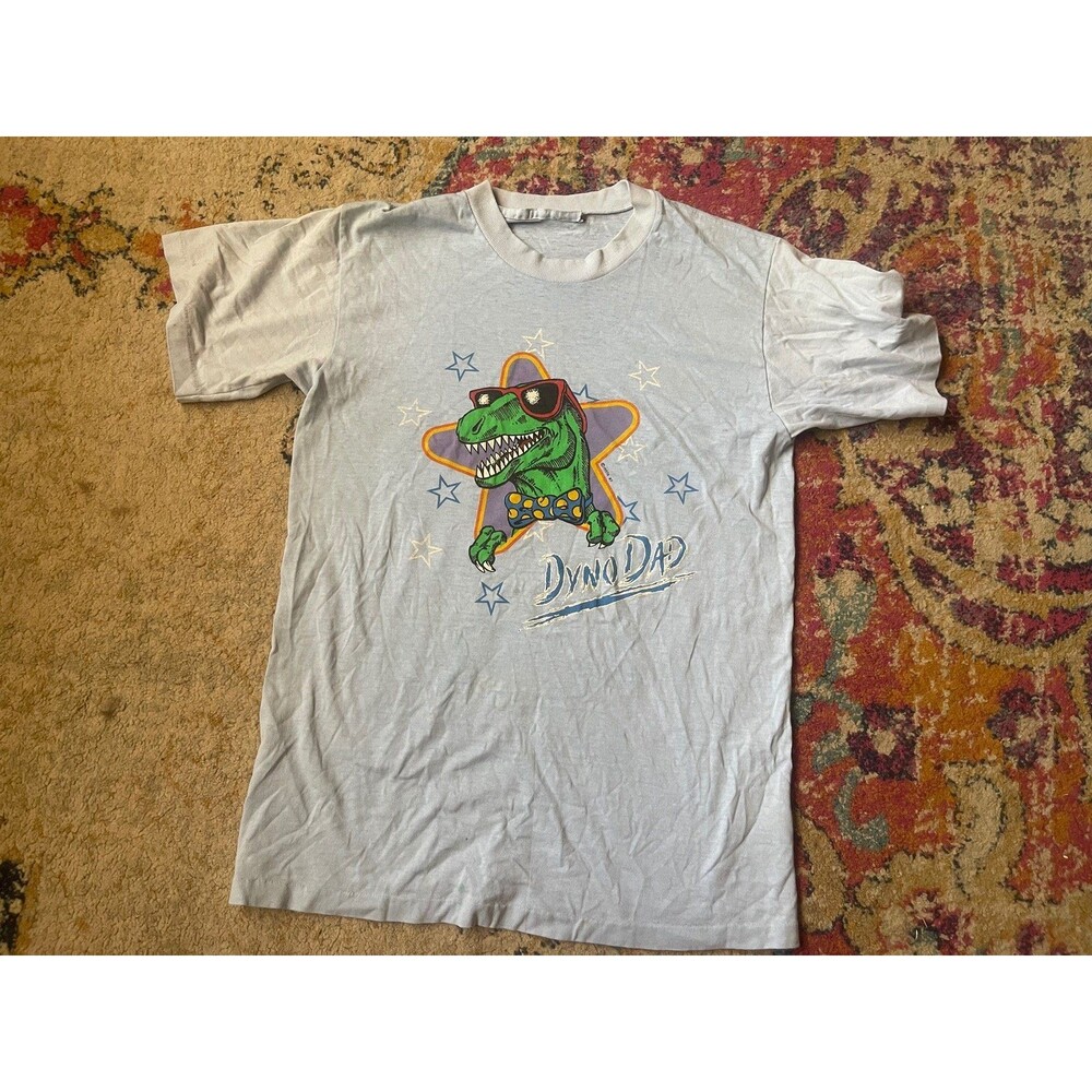 Vintage 1987 Dyno Dad T-Shirt - 80s Cartoon Dinosaur Graphic Tee
